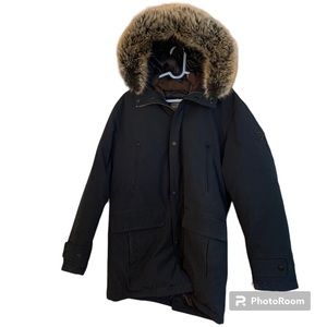 Michael Kors Mens Black Hooded Winter Coat Size Small